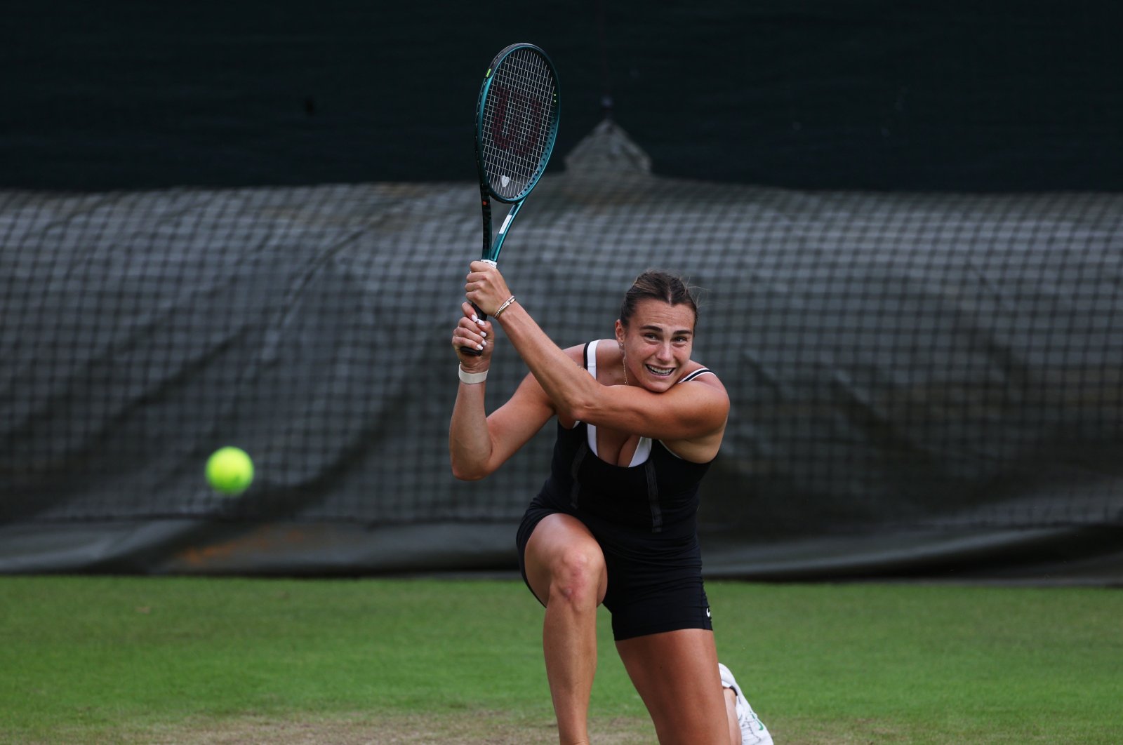 Belarus&#039; Aryna Sabalenka during a Wimbledon practice session at the All England Lawn Tennis and Croquet Club, London, U.K., June 27, 2024. (Reuters Photo)