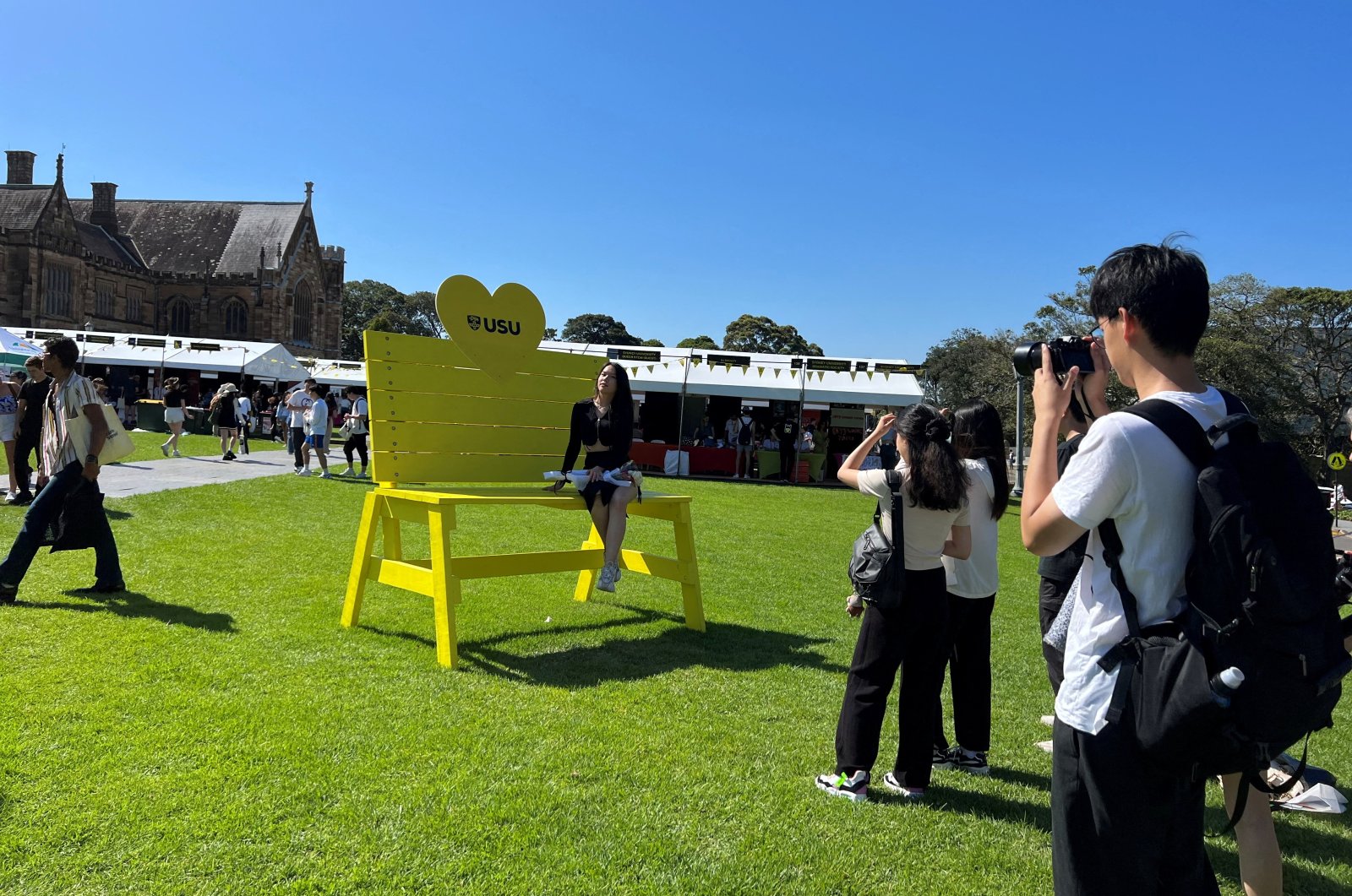 A girl poses for a picture during the orientation week at The University of Sydney, in Camperdown, Australia, Feb. 15, 2023. (Reuters Photo)