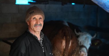 Memik Göbelek, who earns a living through animal husbandry, is seen in the Islahiye district of Gaziantep, Türkiye, Jan.22, 2024 (Courtesy of the IFRC)