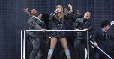 Singer Taylor Swift performs onstage during her Eras Tour at the Murrayfield Stadium in Edinburgh, Scotland, U.K., June 7, 2024. (AP Photo)