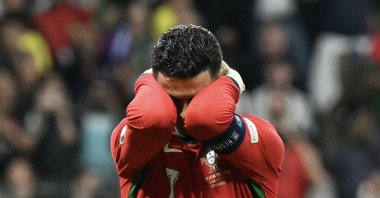 Portugal's Cristiano Ronaldo reacts after failing to score a penalty kick during the UEFA Euro 2024 round of 16 football match between Portugal and Slovenia at the Frankfurt Arena, Frankfurt am Main, Germany, July 1, 2024. (AFP Photo)