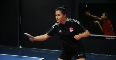 Turkish table tennis player Sibel Altınkaya trains at the Table Tennis Hall of the new Adana Stadium, Adana, Türkiye, July 2, 2024. (AA Photo)