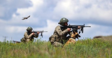 Turkish soldiers taking part in a counterterrorism operation at an unspecified location in this undated file photo. (DHA File Photo)