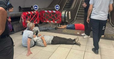 Eleven people suffered minor injuries after an escalator malfunction at Uçyol Metro Station in Izmir, Türkiye, July 2, 2024. (DHA Photo)
