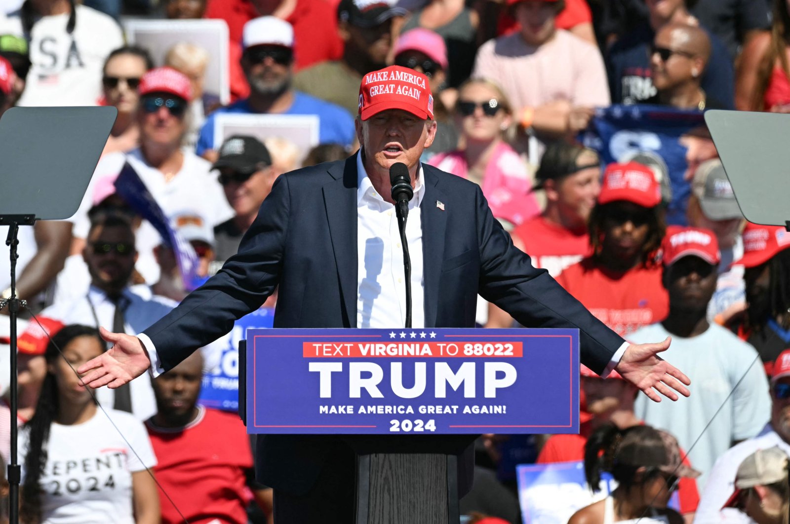 Former U.S. President and Republican presidential candidate Donald Trump speaks at a rally in Chesapeake, Virginia, U.S., July 28, 2024. (AFP Photo)