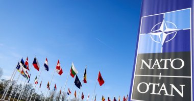 Flags flutter as the NATO foreign ministers' meeting takes place at the alliance's headquarters in Brussels, Belgium, April 4, 2023. (Reuters Photo)