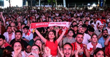 Turkish supporters celebrate the Crescent-Stars&#039; win over Austria during the Euro 2024 last 16 match, Istanbul, Türkiye, July 2, 2024. (AA Photo)