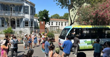 Residents of Büyükada protested against Istanbul Municipality's introduction of minibuses, Istanbul, Türkiye, June 21, 2024. (AA Photo)