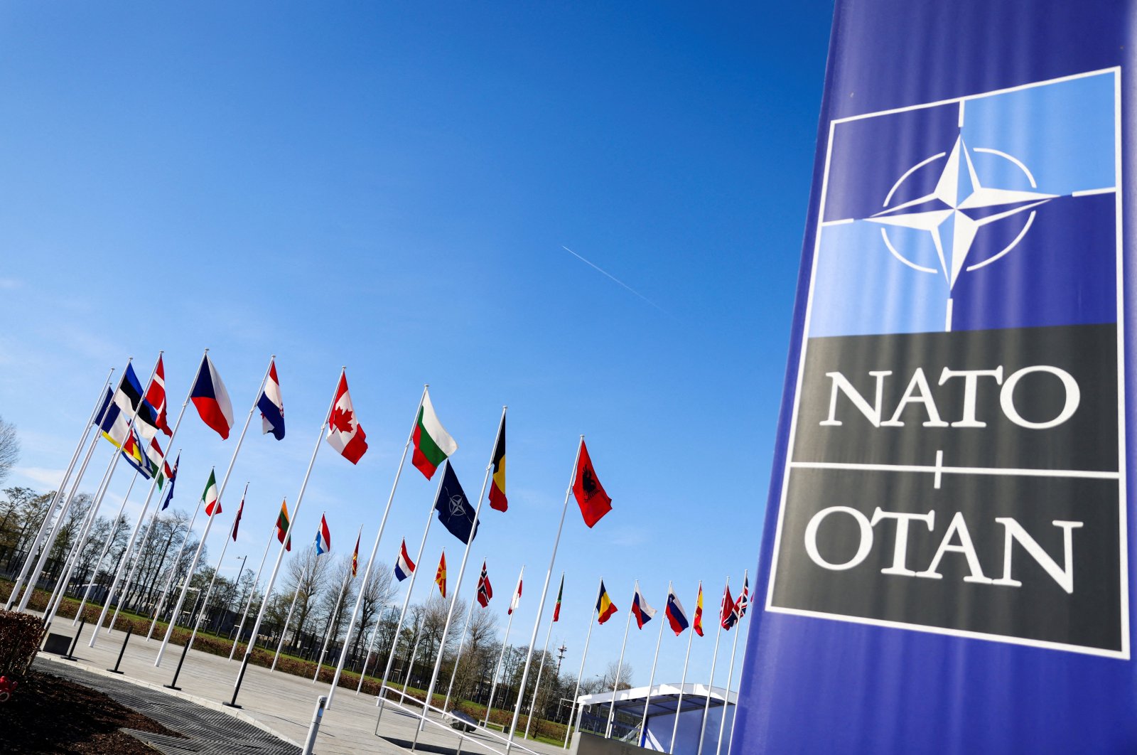 Flags flutter as the NATO foreign ministers&#039; meeting takes place at the alliance&#039;s headquarters in Brussels, Belgium, April 4, 2023. (Reuters Photo)