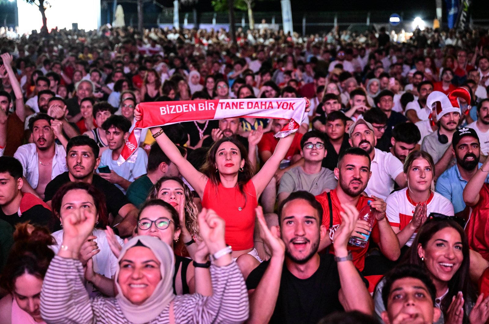 Turkish supporters celebrate the Crescent-Stars&#039; win over Austria during the Euro 2024 last 16 match, Istanbul, Türkiye, July 2, 2024. (AA Photo)