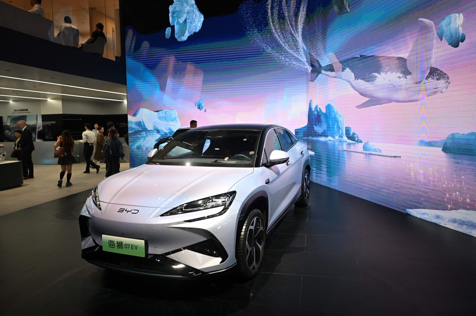 A BYD 07 EV model electric car is displayed at the Beijing Auto Show, Beijing, China, April 25, 2024. (AFP Photo)