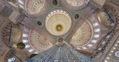 An interior view of the newly restored Yeni Cami Mosque (New Mosque) in Eminonü Square in the Fatih district of Istanbul, Türkiye, March 31, 2023. (Getty Images Photo)