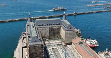 An aerial view shows Haydarpaşa Station under the restoration, Istanbul, Türkiye, June 26, 2024. (IHA Photo)