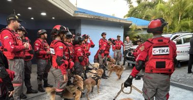 Urban Search and Rescue Unit (UNACID) personnel receive vehicles and equipment provided by the Turkish Cooperation and Coordination Agency (TİKA), Caracas, Venezuela, July 3, 2024. (IHA Photo)