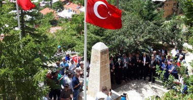 People attend a commemoration ceremony around a memorial to the PKK victims in Başbağlar, Erzincan, eastern Türkiye, July 1, 2024. (IHA Photo)