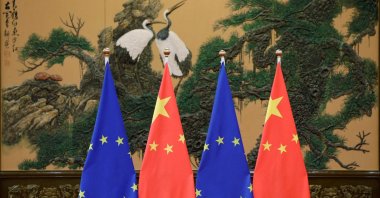 The flags of the European Union and China are pictured during the China-EU summit at the Great Hall of the People, Beijing, China, July 12, 2016. (Reuters Photo)