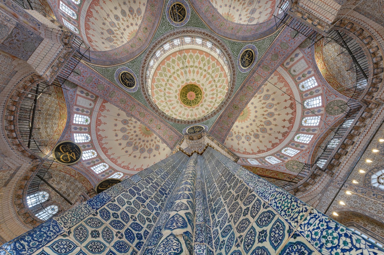 An interior view of the newly restored Yeni Cami Mosque (New Mosque) in Eminonü Square in the Fatih district of Istanbul, Türkiye, March 31, 2023. (Getty Images Photo)