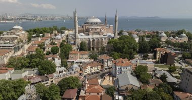 An aerial view shows the Lala Hayrettin Mosque, Istanbul, Türkiye, July 4, 2024. (AA Photo)