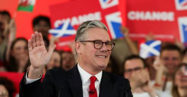 Keir Starmer, leader of Britain's Labour Party, reacts as he speaks at a reception to celebrate his win in the election, at Tate Modern, London, U.K., July 5, 2024. (Reuters Photo)