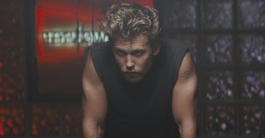 This image released by Focus Features shows Austin Butler in a scene from &quot;The Bikeriders.&quot; (AP Photo)