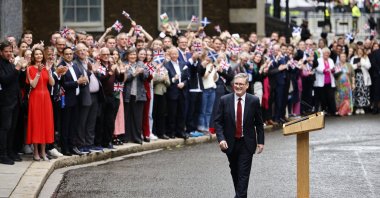Britain's new prime minister, Keir Starmer, after delivering his first speech outside Number 10 Downing Street, London, Britain, July 5, 2024. (EPA Photo)