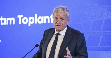 UEFA Executive Committee Member Servet Yardımcı speaks at the Shangri-La Bosphorus Hotel, Istanbul, Türkiye, June 10, 2024. (AA Photo)