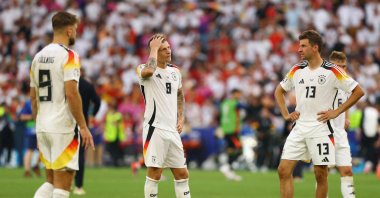  Germany&#039;s Toni Kroos and Thomas Muller look dejected after the match with Spain in Stuttgart, July 5, 2024. (EPA Photo) 