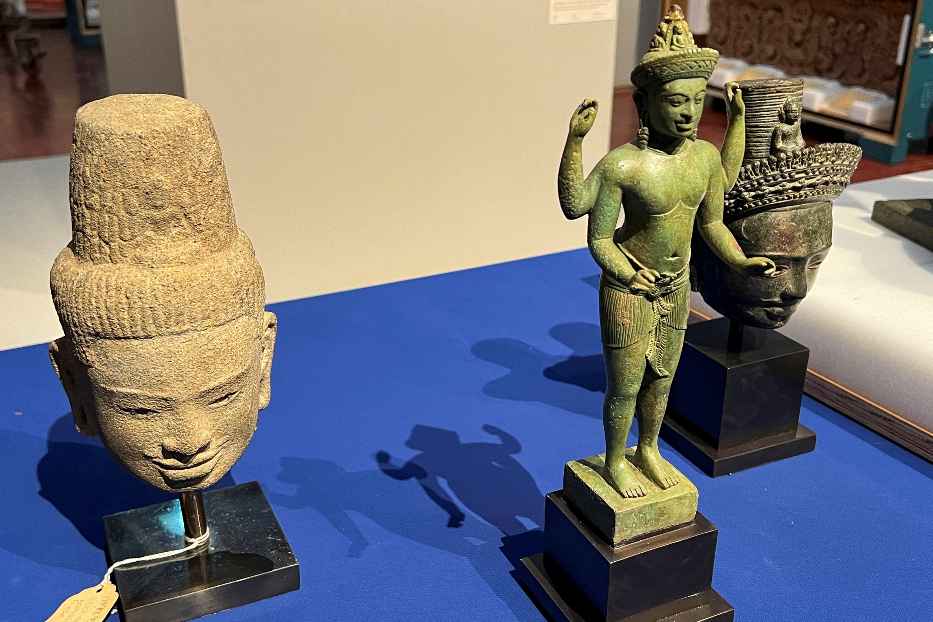 Looted Cambodian antiquities are pictured during a blessing ceremony after they were returned from The Metropolitan Museum of Art in New York, Phnom Penh, Cambodia, July 4, 2024. (Reuters Photo)