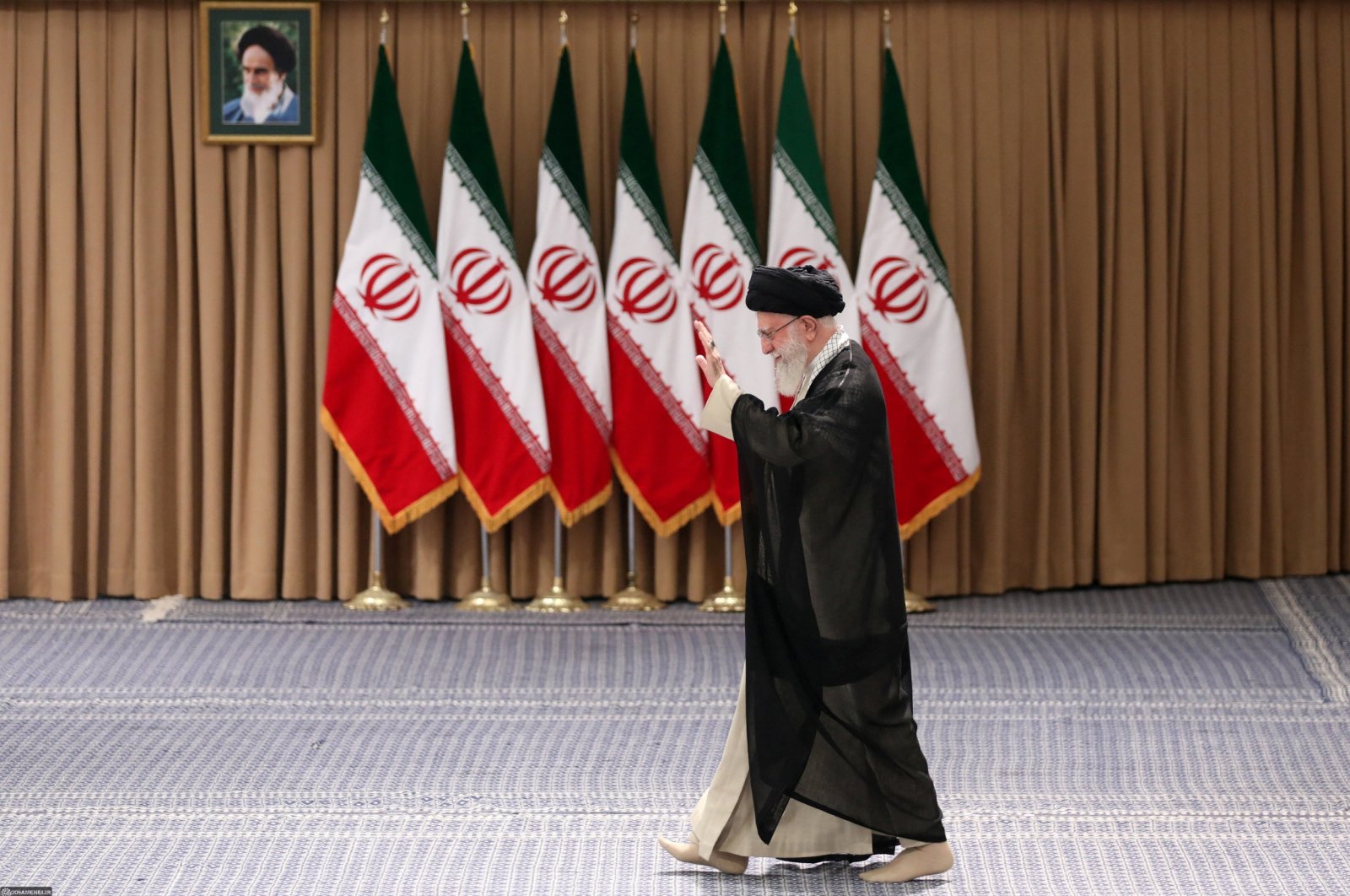 Iran&#039;s Supreme Leader Ayatollah Ali Khamenei waves before he votes during the presidential election in Tehran, Iran, July 5, 2024. (Reuters Photo)