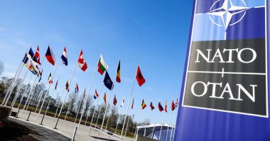 Flags flutter as a NATO foreign ministers&#039; meeting takes place at the alliance&#039;s headquarters, Brussels, Belgium, April 4, 2023. (Reuters Photo)