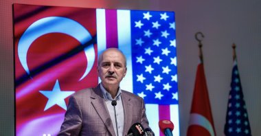 Parliament Speaker Numan Kurtulmuş speaks at the event organized by TASC, Washington, U.S., July 7, 2024. (AA Photo)