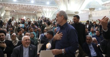Iran's President-elect Masoud Pezeshkian gestures during a gathering with his supporters at the shrine of Iran's late leader Ayatollah Ruhollah Khomeini, in south of Tehran, Iran, July 6, 2024. (Reuters Photo)