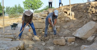 Specialists work in the ruins of a newly discovered 1,500-year-old church, Diyarbakır, Türkiye, July 7, 2024. (AA Photo)
