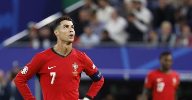 Portugal&#039;s Cristiano Ronaldo looks on during the UEFA Euro 2024 quarterfinals match against France, Hamburg, Germany, July 5, 2024. (EPA Photo)