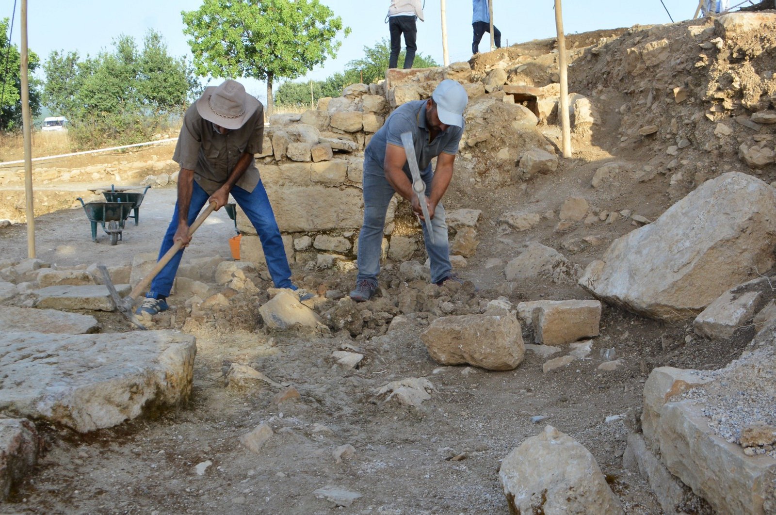 Specialists work in the ruins of a newly discovered 1,500-year-old church, Diyarbakır, Türkiye, July 7, 2024. (AA Photo)