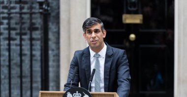 Former British Prime Minister Rishi Sunak delivers a statement outside Downing Street following the results of the elections, London, U.K., July 5, 2024. (AA Photo)