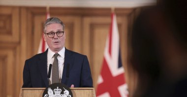 British Prime Minister Keir Starmer delivers a speech, following his first cabinet meeting as Prime Minister, in London, U.K., July 6, 2024. (AP Photo)