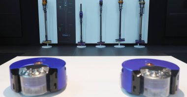 Dyson vacuum cleaners are displayed at Dyson's new global headquarters at St. James Power Station, Singapore, March 25, 2022. (Reuters Photo)