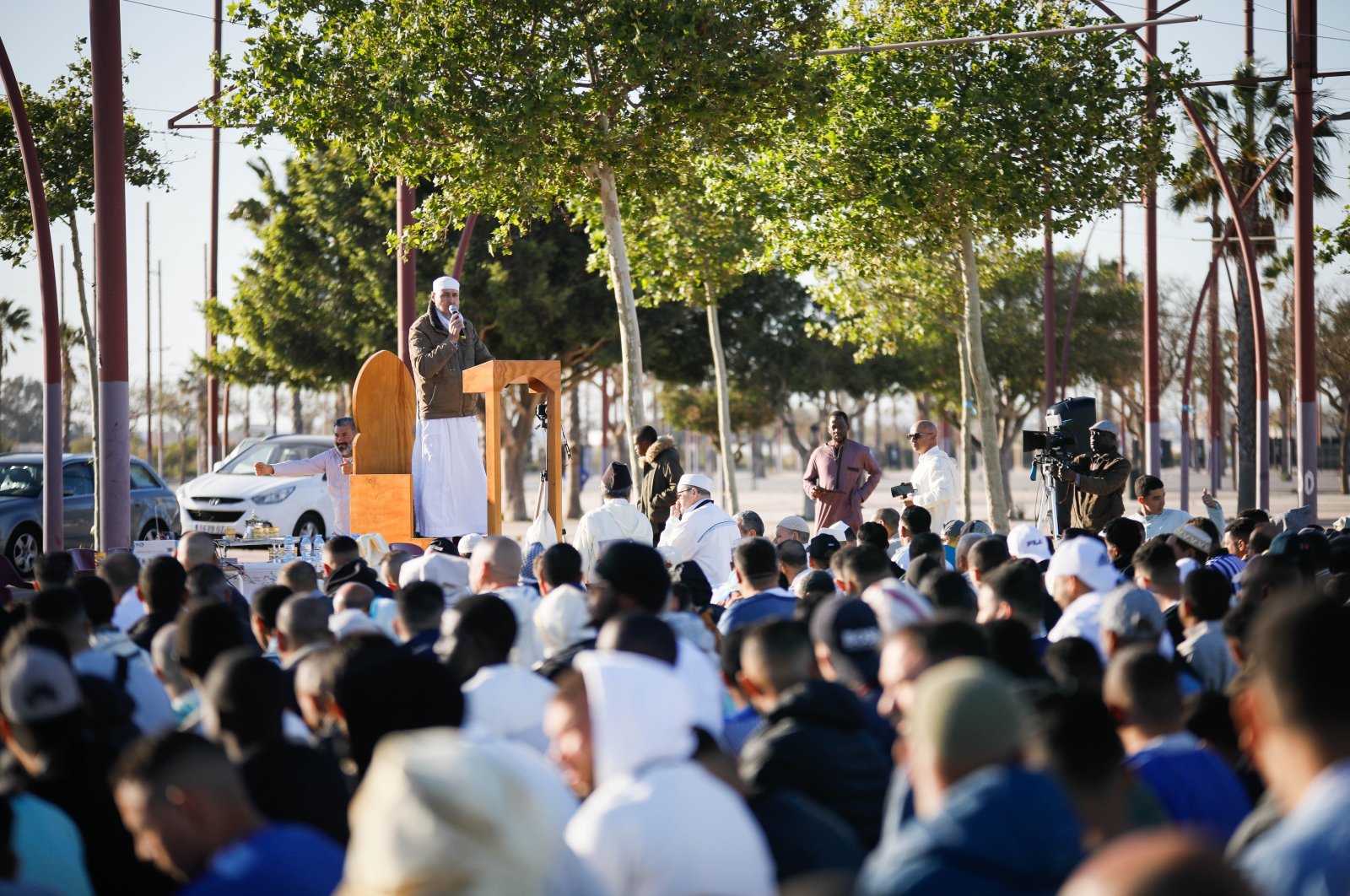 Muslims celebrate the feast of Eid al-Fitr marking the end of Ramadan, in Almeria, Andalusia, Spain, April 10, 2024. (Reuters File Photo)