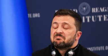 Ukrainian President Volodymyr Zelenskyy reacts at the Ronald Reagan Presidential Foundation and Institute on the sidelines of NATO's 75th anniversary summit, Washington, U.S., July 9, 2024. (Reuters Photo)