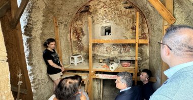 Governor Mustafa Özarslan visited the excavation site at the Balatlar Building Complex, Sinop, Türkiye, July 10, 2024. (AA Photo)