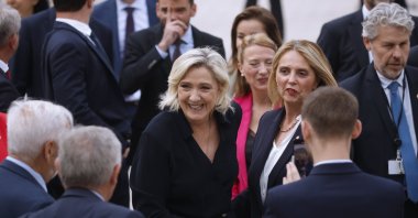 French deputy for the far-right Rassemblement National (RN) party Marine Le Pen (C) arrives at parliament, Paris, France, July 10, 2024. (EPA Photo)