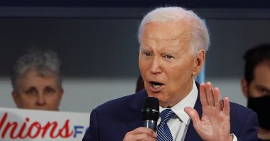 
U.S. President Joe Biden delivers remarks during a meeting of national union leaders at the AFL-CIO Headquarters, in Washington, U.S., July 10, 2024. (Reuters Photo)