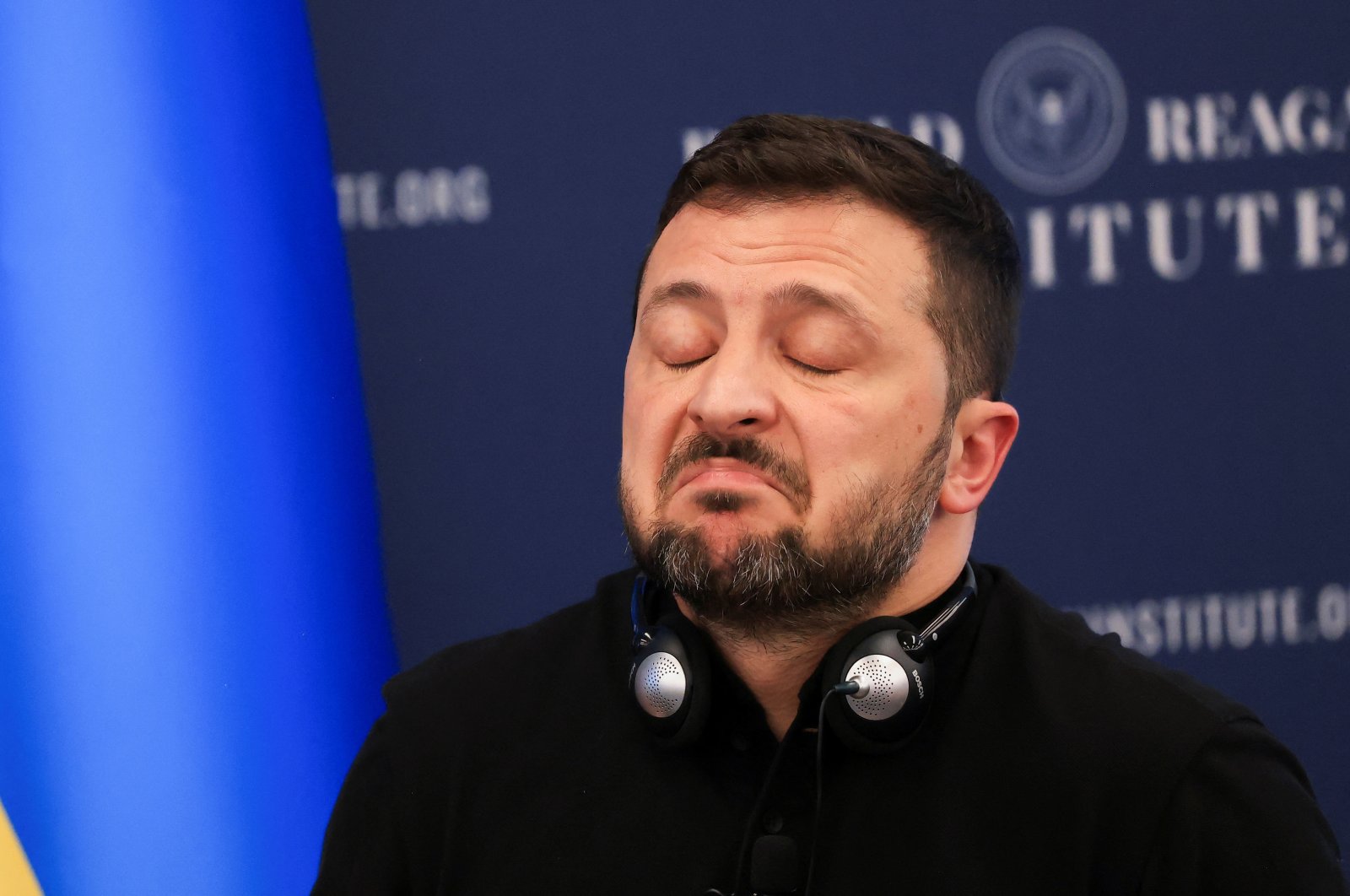 Ukrainian President Volodymyr Zelenskyy reacts at the Ronald Reagan Presidential Foundation and Institute on the sidelines of NATO&#039;s 75th anniversary summit, Washington, U.S., July 9, 2024. (Reuters Photo)