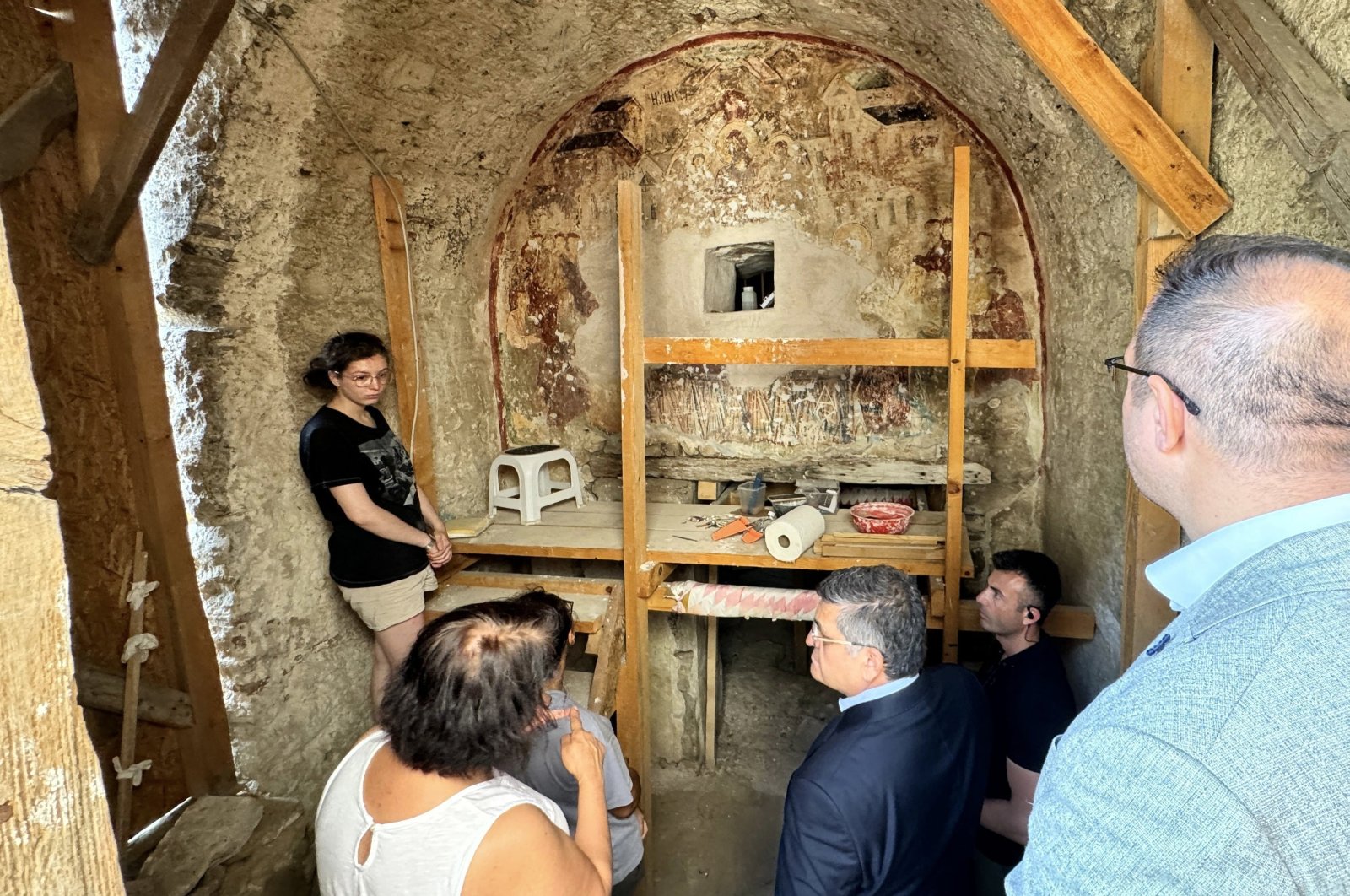 Governor Mustafa Özarslan visited the excavation site at the Balatlar Building Complex, Sinop, Türkiye, July 10, 2024. (AA Photo)