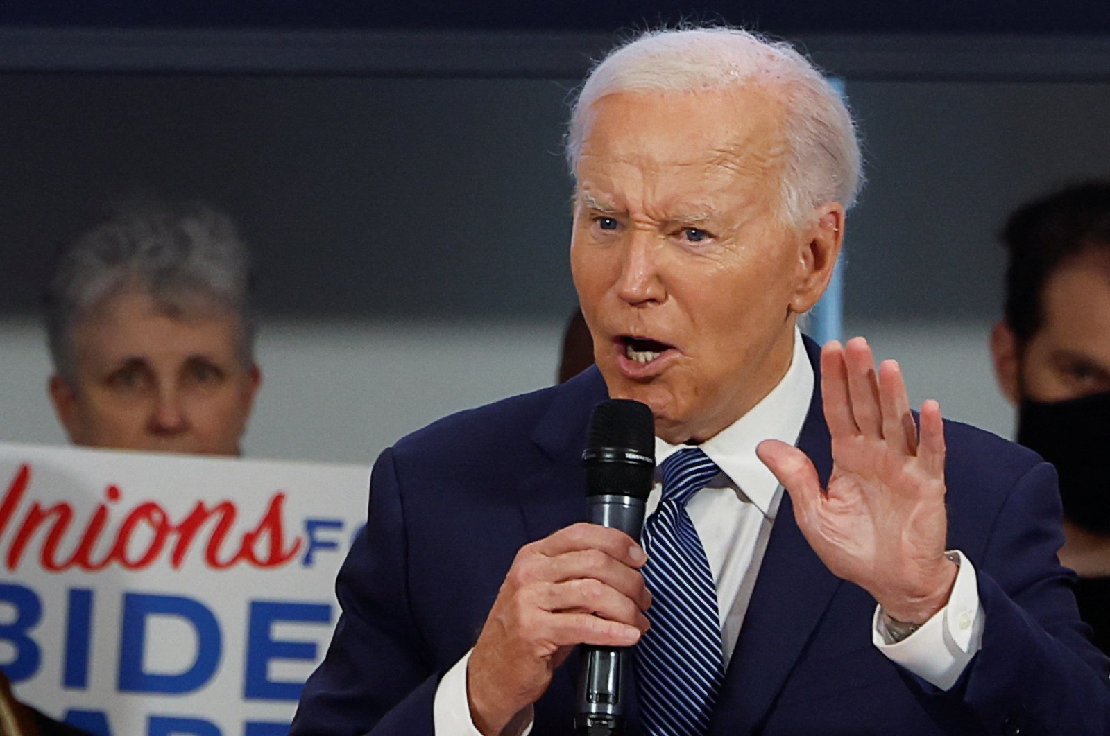 
U.S. President Joe Biden delivers remarks during a meeting of national union leaders at the AFL-CIO Headquarters, in Washington, U.S., July 10, 2024. (Reuters Photo)