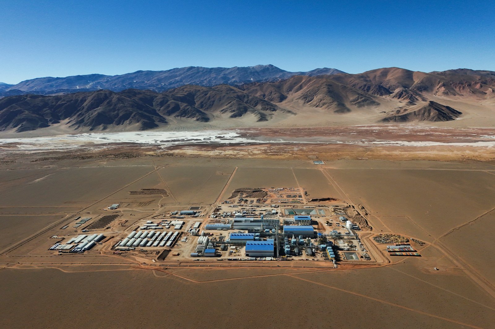 A drone view shows Eramet&#039;s lithium production plant at Salar Centenario, Salta, Argentina, July 4, 2024. (Reuters Photo)