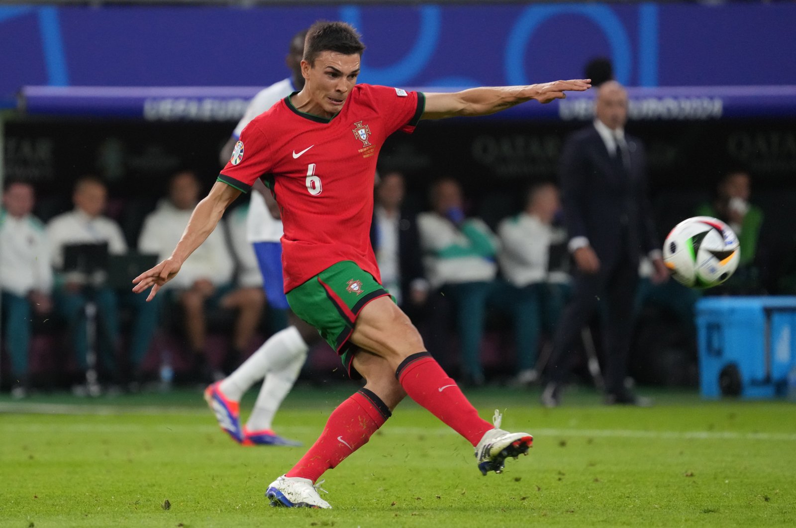 Joao Palhinha of Portugal in action during the UEFA EURO 2024 quarter-final match between Portugal and France at Volksparkstadion, Hamburg, Germany, July 5, 2024. (Getty Images Photo)