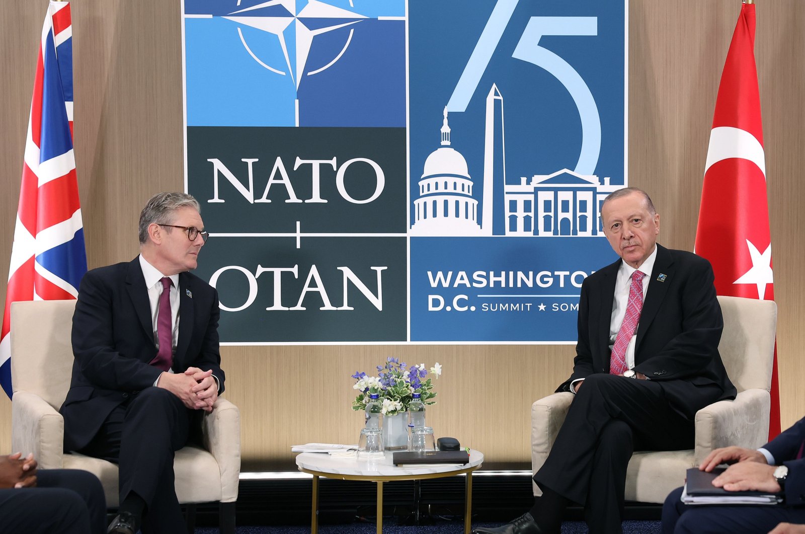 President Recep Tayyip Erdoğan and British Prime Minister Keir Starmer hold talks in Washington, D.C., July 11, 2024. (AA Photo)