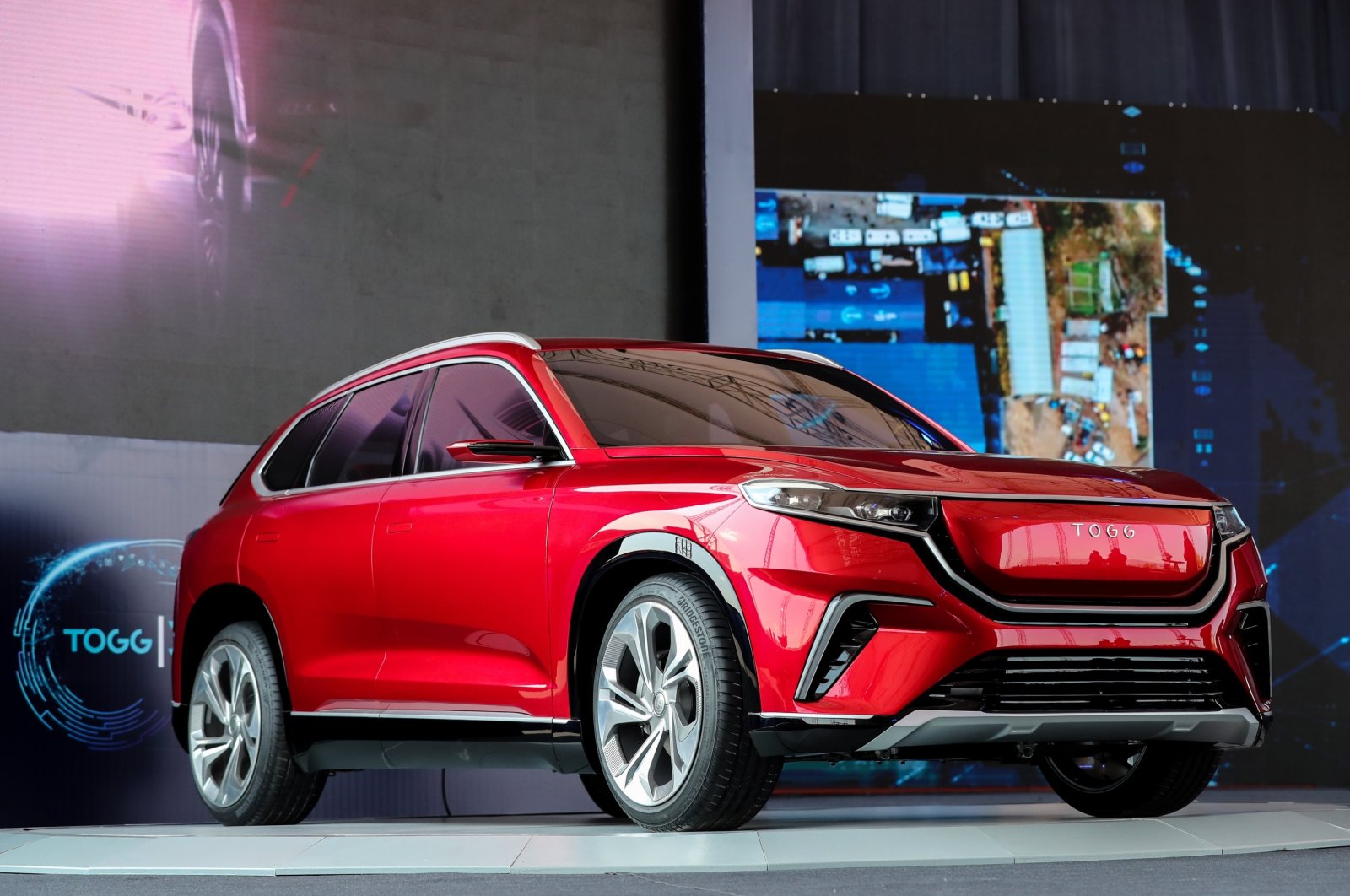 A prototype of Türkiye&#039;s first domestically developed car is on display at the groundbreaking ceremony for its factory in the Gemlik district of northwestern Bursa province, Türkiye, July 18, 2020. (AA Photo)